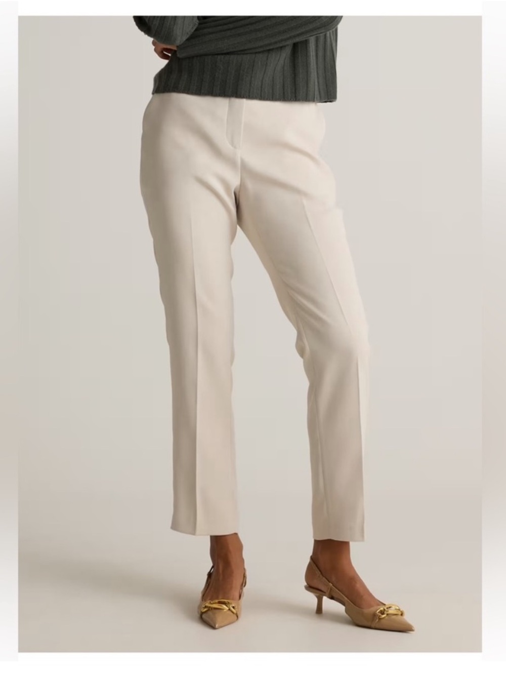 Quince Stretch Crepe Ankle Pants Trousers Sand Beige